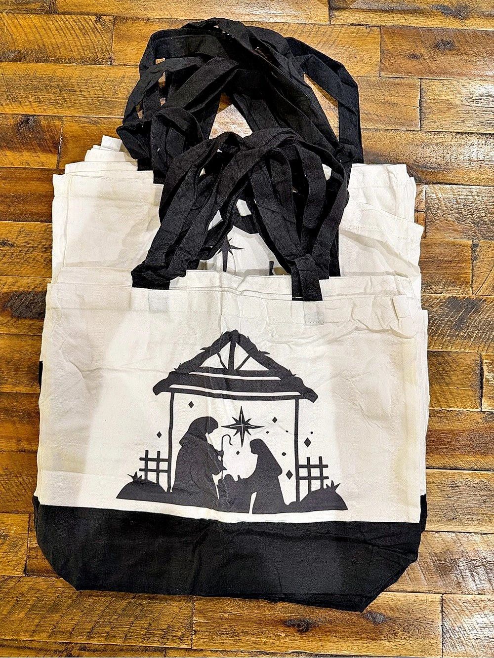Bundle 12 NWT Religious Canvas Totes Nativity Scene Holiday Christmas Gift Bags